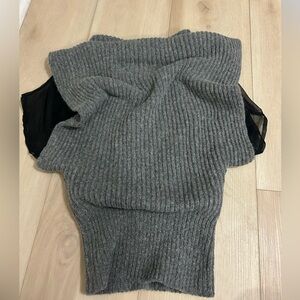Valentino Gray Ribbed Sweater with Black Accents size s/m